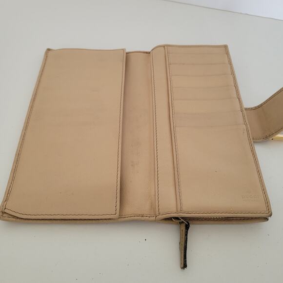 GUCCI D-Ring Abbey Clutch Wallet Large Monogram Bifold Beige Tan Vintage Designe - Picture 4 of 12